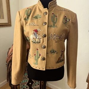Valencia Ladies Cropped Wool Western Jacket Size Small (4-6)
